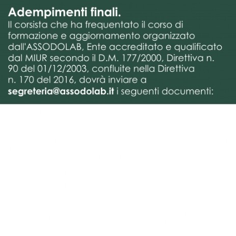 Adempimenti finali corso Patrimonio Paesaggistico